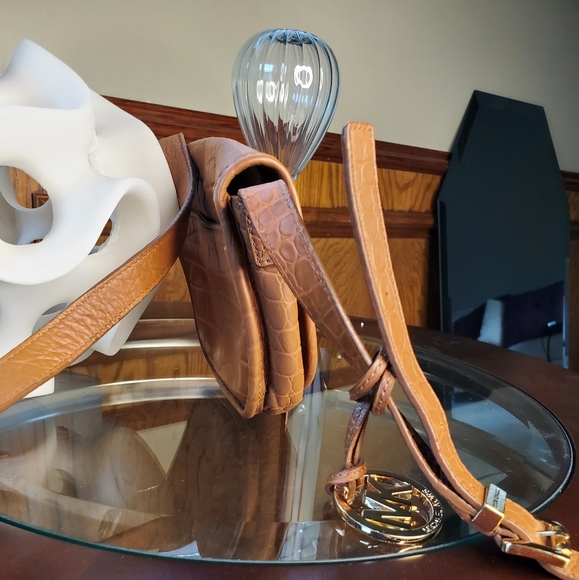 Michael Kors Leather Crocodile Print Saddle Bag - Picture 11 of 16